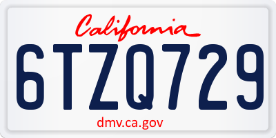 CA license plate 6TZQ729
