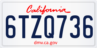 CA license plate 6TZQ736