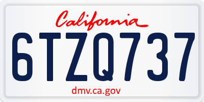 CA license plate 6TZQ737