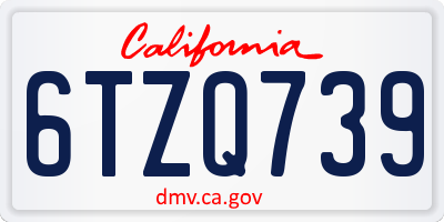 CA license plate 6TZQ739
