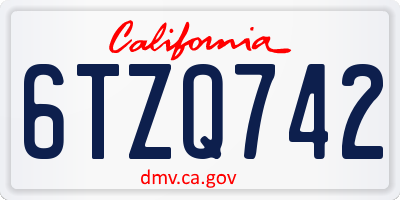 CA license plate 6TZQ742