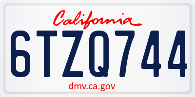 CA license plate 6TZQ744