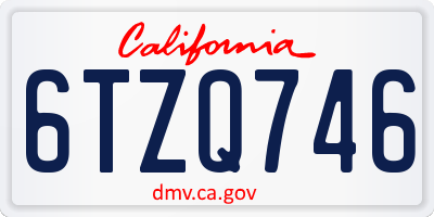 CA license plate 6TZQ746