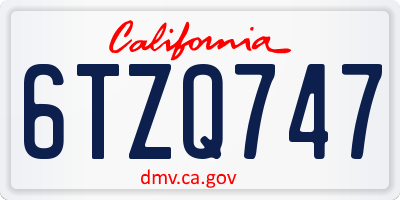 CA license plate 6TZQ747