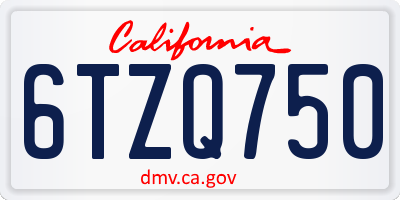 CA license plate 6TZQ750