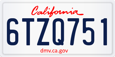 CA license plate 6TZQ751