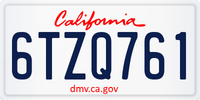 CA license plate 6TZQ761