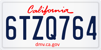 CA license plate 6TZQ764