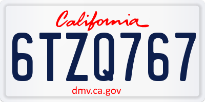 CA license plate 6TZQ767