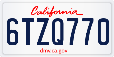 CA license plate 6TZQ770