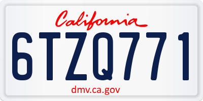 CA license plate 6TZQ771