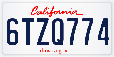 CA license plate 6TZQ774