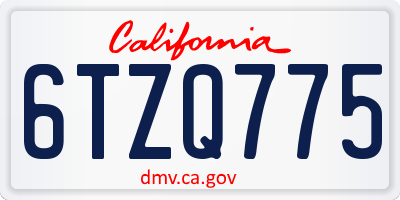 CA license plate 6TZQ775