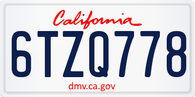 CA license plate 6TZQ778