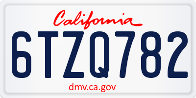 CA license plate 6TZQ782