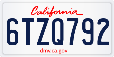 CA license plate 6TZQ792