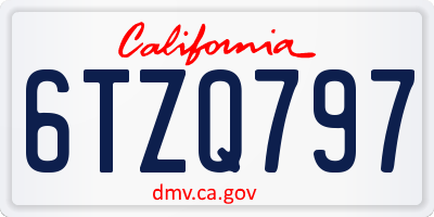 CA license plate 6TZQ797