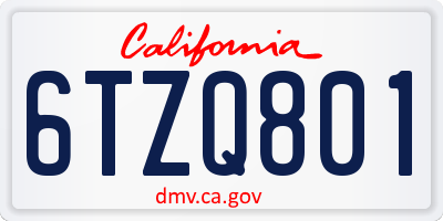 CA license plate 6TZQ801