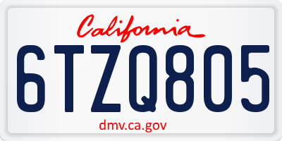 CA license plate 6TZQ805