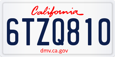 CA license plate 6TZQ810