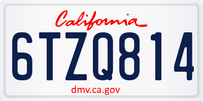 CA license plate 6TZQ814