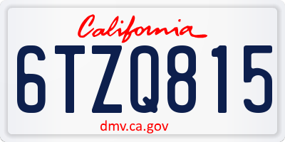 CA license plate 6TZQ815