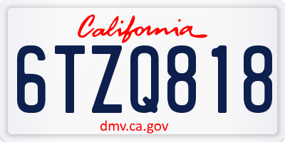 CA license plate 6TZQ818