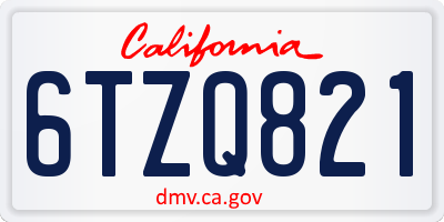 CA license plate 6TZQ821