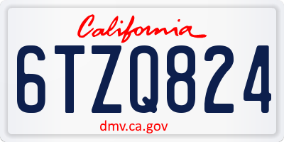 CA license plate 6TZQ824