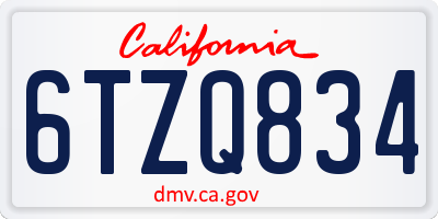 CA license plate 6TZQ834