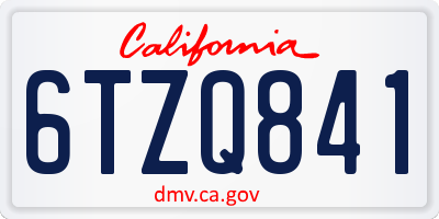 CA license plate 6TZQ841