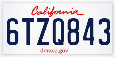 CA license plate 6TZQ843