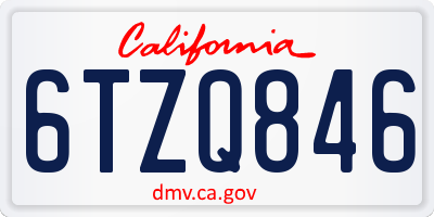 CA license plate 6TZQ846
