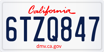 CA license plate 6TZQ847