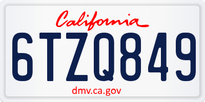 CA license plate 6TZQ849