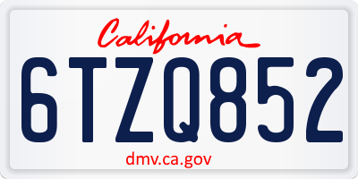 CA license plate 6TZQ852
