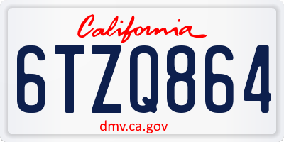 CA license plate 6TZQ864
