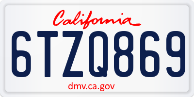 CA license plate 6TZQ869