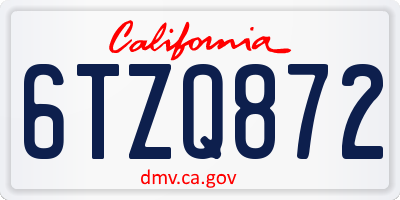 CA license plate 6TZQ872