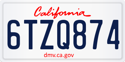CA license plate 6TZQ874