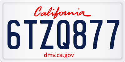 CA license plate 6TZQ877