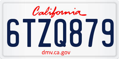 CA license plate 6TZQ879