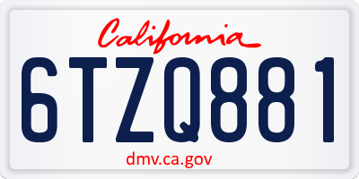 CA license plate 6TZQ881