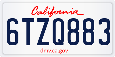 CA license plate 6TZQ883
