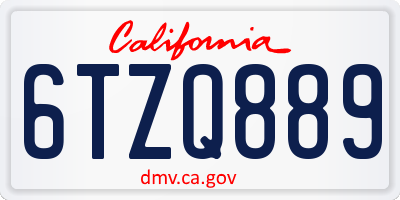 CA license plate 6TZQ889
