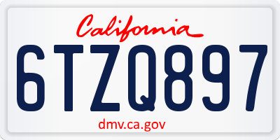 CA license plate 6TZQ897