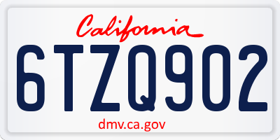 CA license plate 6TZQ902