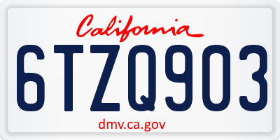 CA license plate 6TZQ903