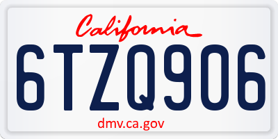 CA license plate 6TZQ906
