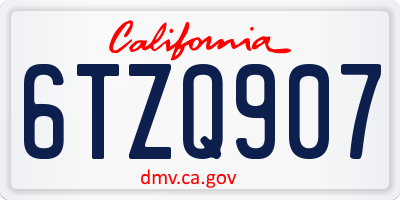 CA license plate 6TZQ907